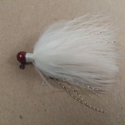 44 - Candy Red Head, All White Marabou Jigs