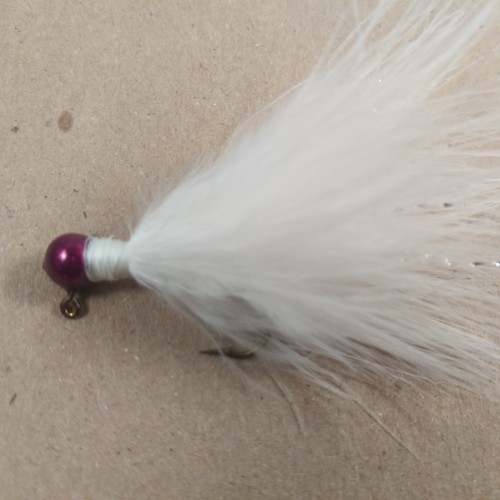 47 - Candy Rasp Head, All White Marabou Jigs