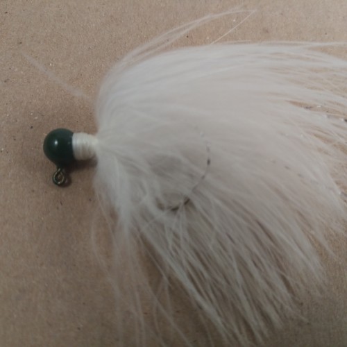 66 - Dark Watermellon Head, All White Marabou Jigs